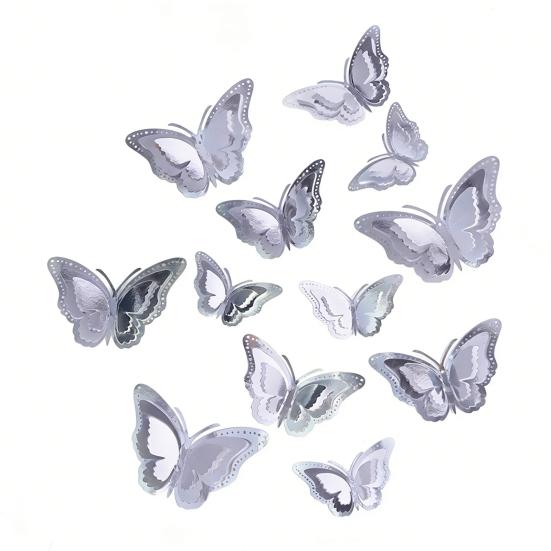 12 Pcs 3D Butterfly Wall Sticker Hollow Butterfly Removable Wall Mural Art for DIY Crafts Birthday Party Celebration