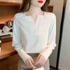 Autumn 2022 Women's V-Neck Long-Sleeved Chiffon Shirt – Elegant Professional Attire