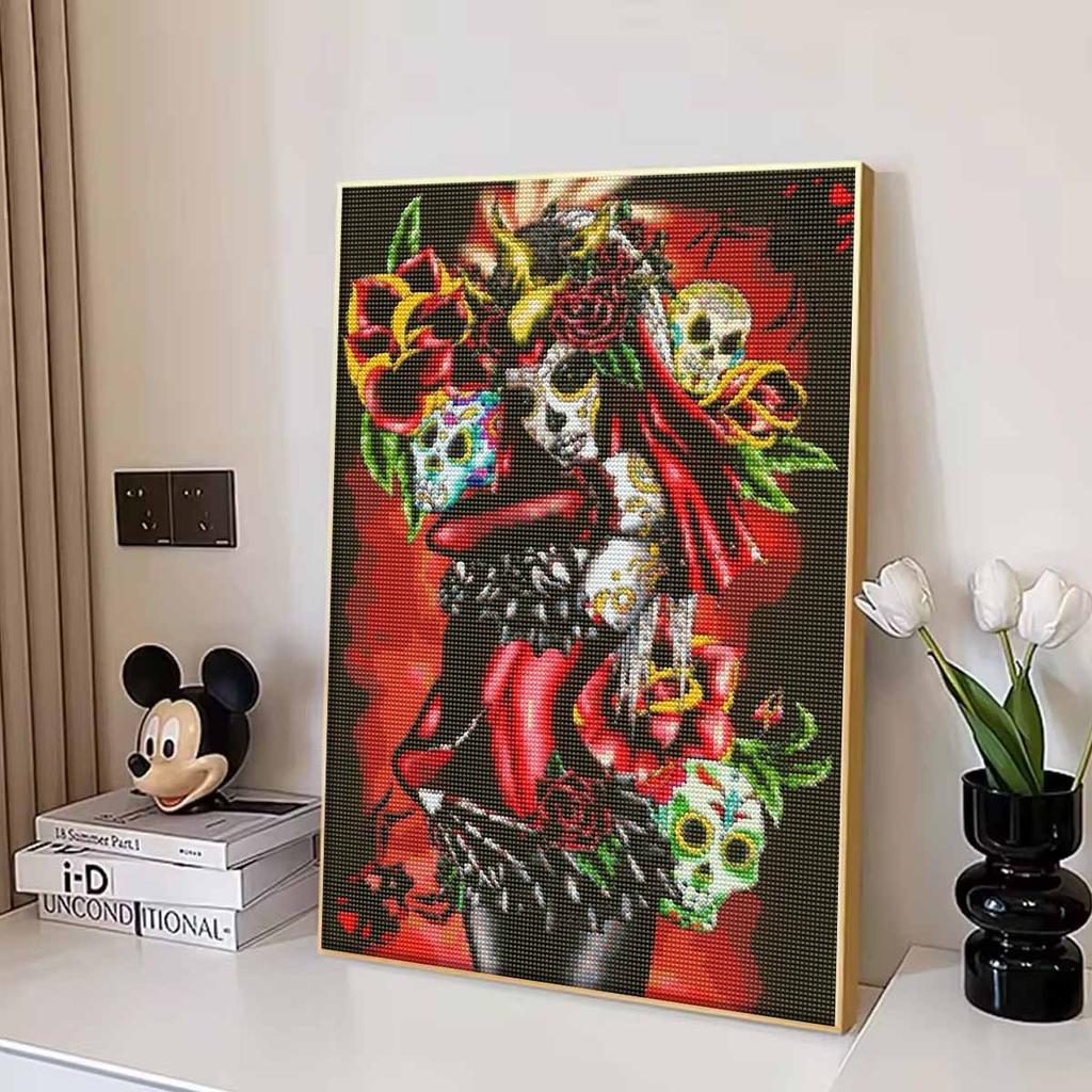 Dia De Los Muertos 5D Diamond Painting Full Round Drill Mosaic Diamond Embroidery Belief in Heart Cross Stitch Kits Home Decor Home Decor