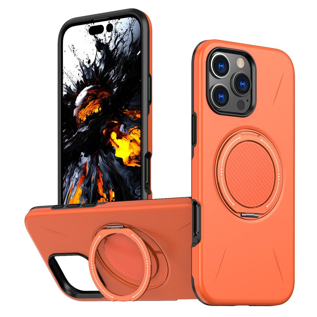 Magnetic PC+TPU Phone Case For iPhone 16 15 Plus 14 13 12 Pro Max Ring Holder Stand Shockproof Hard Back Cover Funda