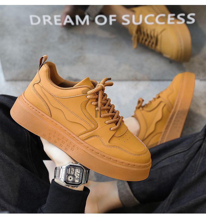 Spring Men's Trendy Breathable Sneakers - Versatile Thick-Soled Casual Skate Shoes