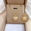Stylish Pearls Necklace with Heart Shaped Shells Pendant and Full Diamonds Gifts for Trendy Women Special Occasions