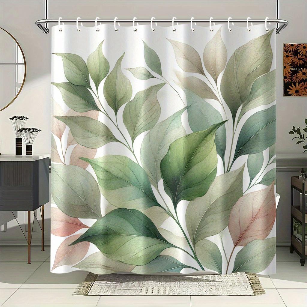 

Watercolor Botanical Leaf Illustration Shower Curtain 1Pc With 12 Hooks For Bathroom Home Decor Polyester 70.8X70.8 Inch W60H190(CM)-1 Pcs