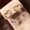 Fashion Golden Love Heart Cutout Cute Pendant Zircon Earrings for Women Girl Accessories  Jewelry