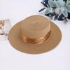 Simple Flat Top Hat Women's Summer Sunscreen Straw Hat Pleated with Flat Edge Top Hat Seaside Vacation Beach Hat