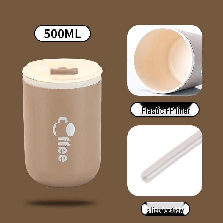 304 Stainless Steel Insulated Coffee & Water Cup with Straw - Portable & Stylish 500ml