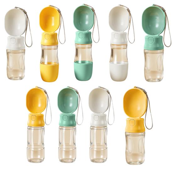 Yousheng Portable Pet Water Bottle Leak-Proof Dog Water Dispenser with Drinking Bowl Food Compartment Travel Water Bottle for Cats Hiking Walking
