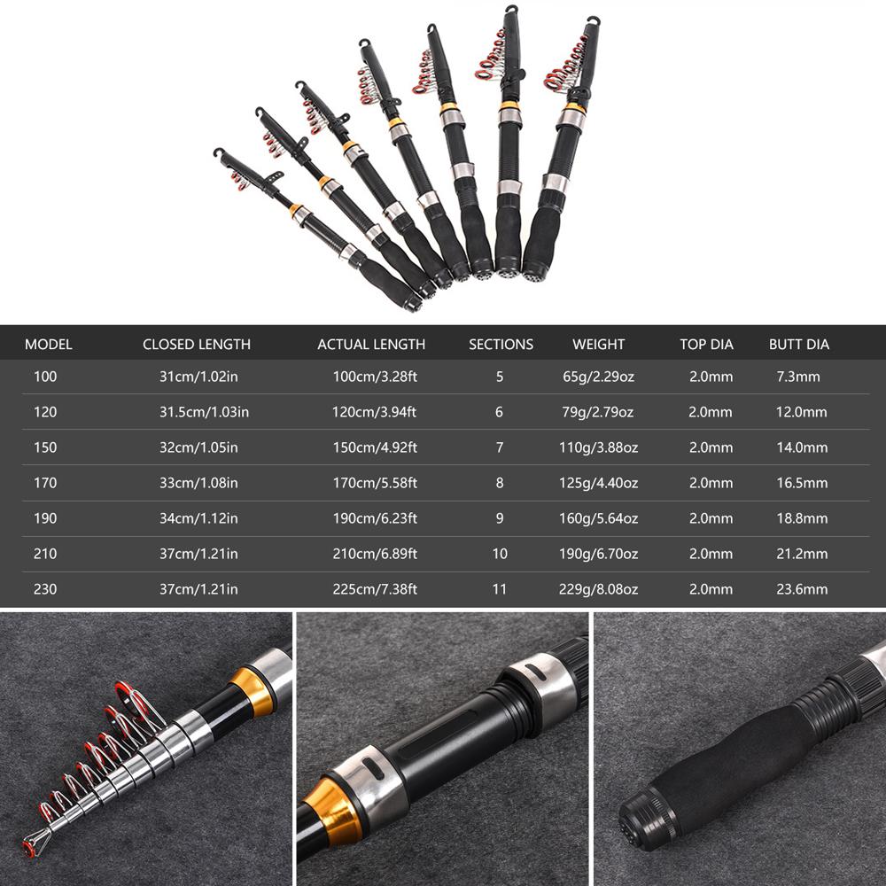Ultra Short Mini Ice Fishing Rod Telescopic 1M-2.3M Telescopic Pocket Travel Pole for Lure Fish in Saltwater Freshwater Winter 260319