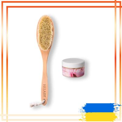 Massage Brush + Body Scrub, Perfumed Oil Scrub Flowers, 200 G