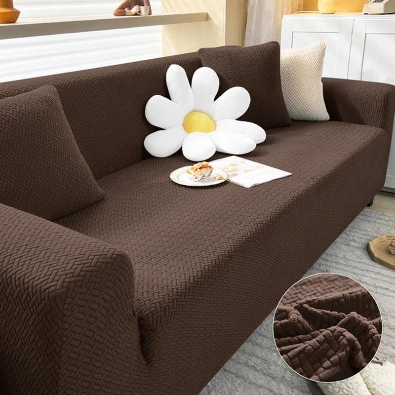 Jacquard elastic sofa cover, suitable for living room, sofa protector, armchair cover, home decoration, L-shaped,1.2.3.4 seats