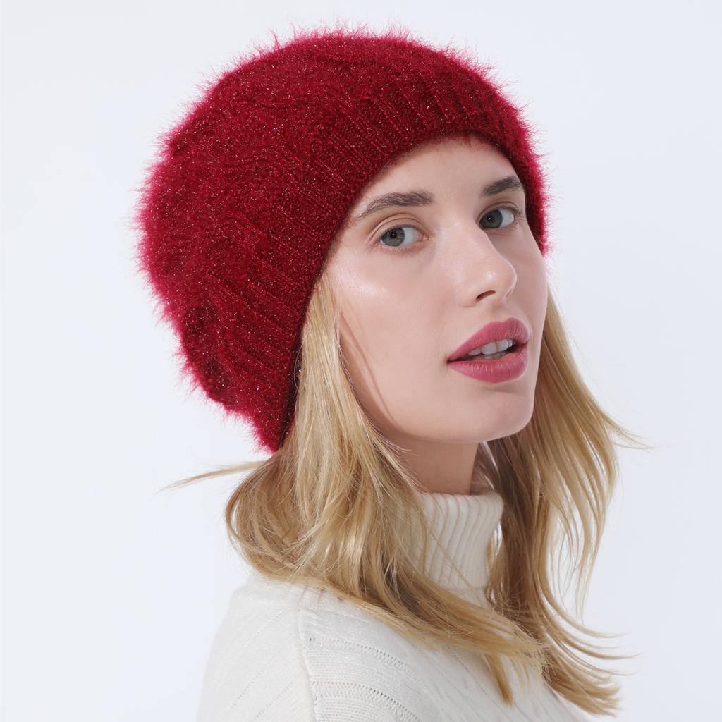 Veľkoobchod jeseň zima teplá pletená čiapka pre ženy plus fleece čiapky Skullies vonkajšie dámske vetruodolné termosnežné čiapky