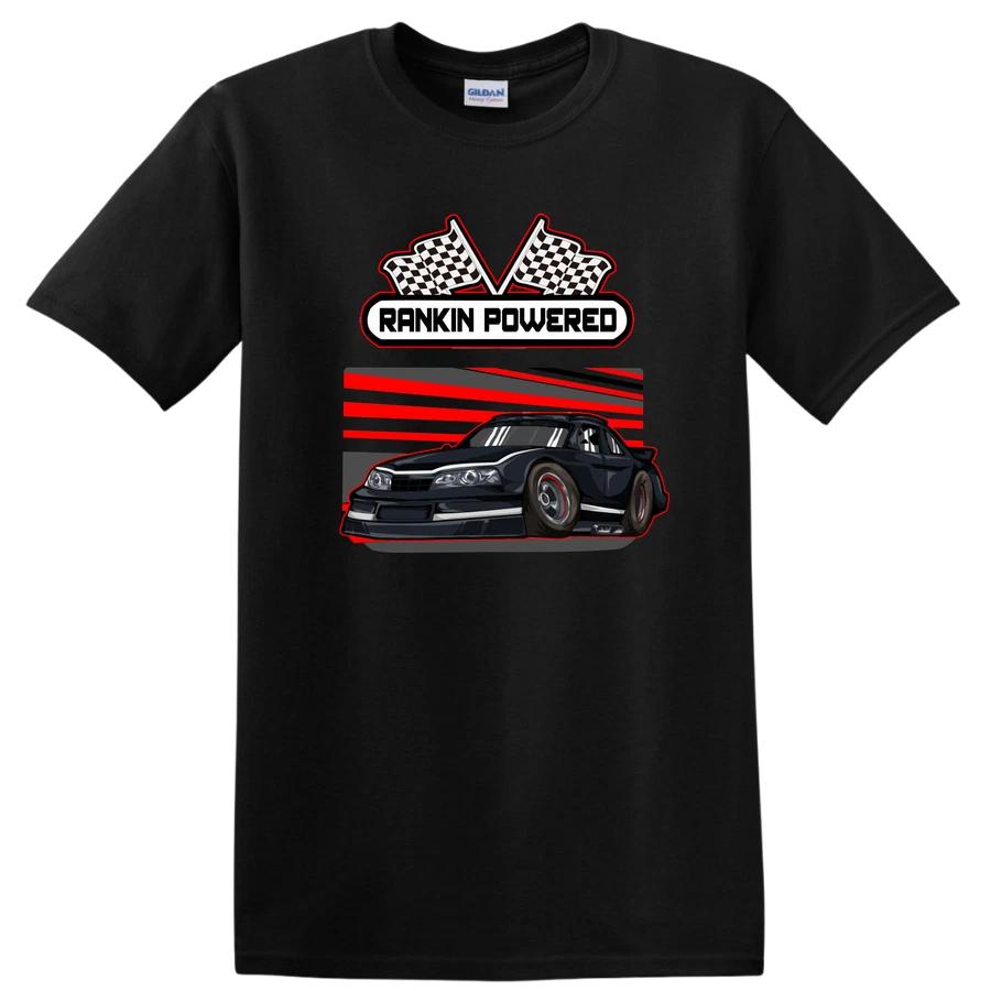 Racing Car Graphic T Shirt Fast Motorsports Tee Black Checkered Flags Design M