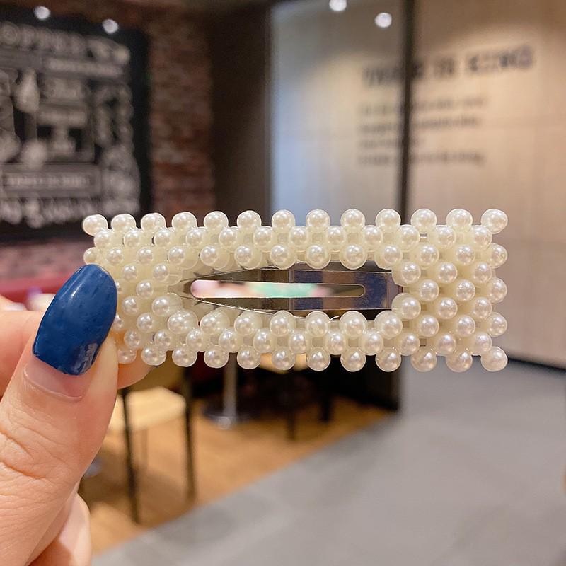 

Корейская шпилька для волос со стразами и жемчугом для женщин: Элегантная боковая заколка для челки 17# Hollow Square