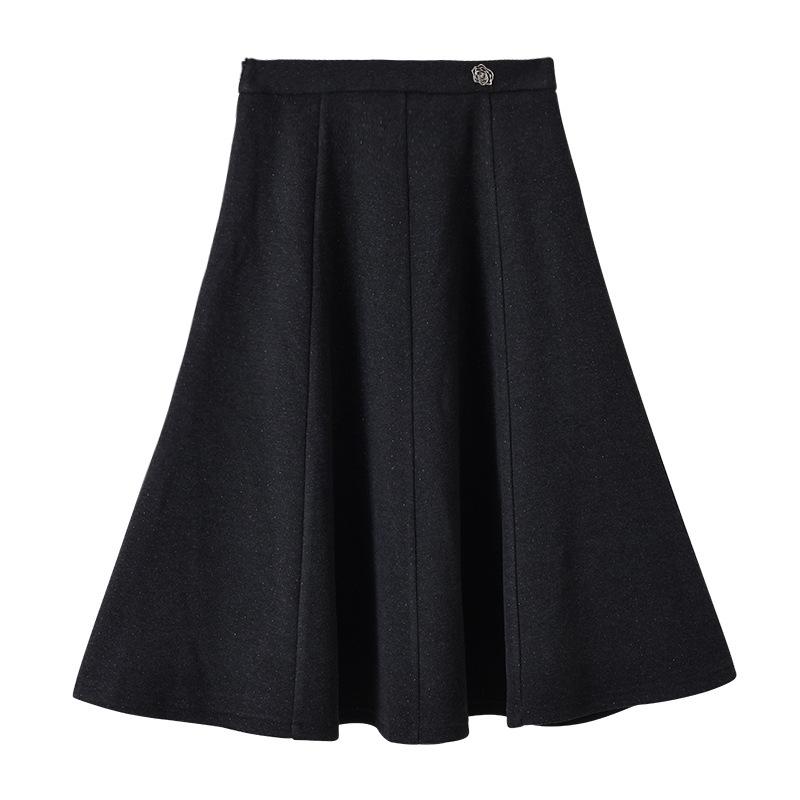 2025 Autumn/Winter Women's Designer Woolen Skirt - Solid Color, Niche, Versatile, Chic, and Commuter Fashion