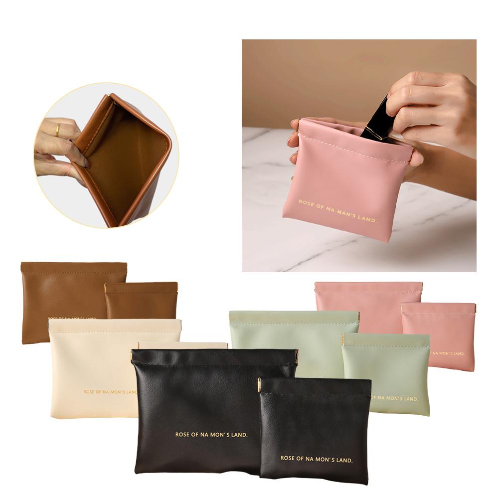 Women Fashion Portable Mini Key Jewelry Cosmetic Organizer Pouch Handbag Pu Small Bags Gift Simple Lipstick Makeup Storage Bag