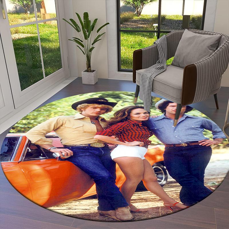 Dukes Of Hazzard Runder Teppich, Teppich für Wohnzimmer Schlafzimmer Sofa Spielzimmer Dekor, Rutschfeste Bodenmatte4