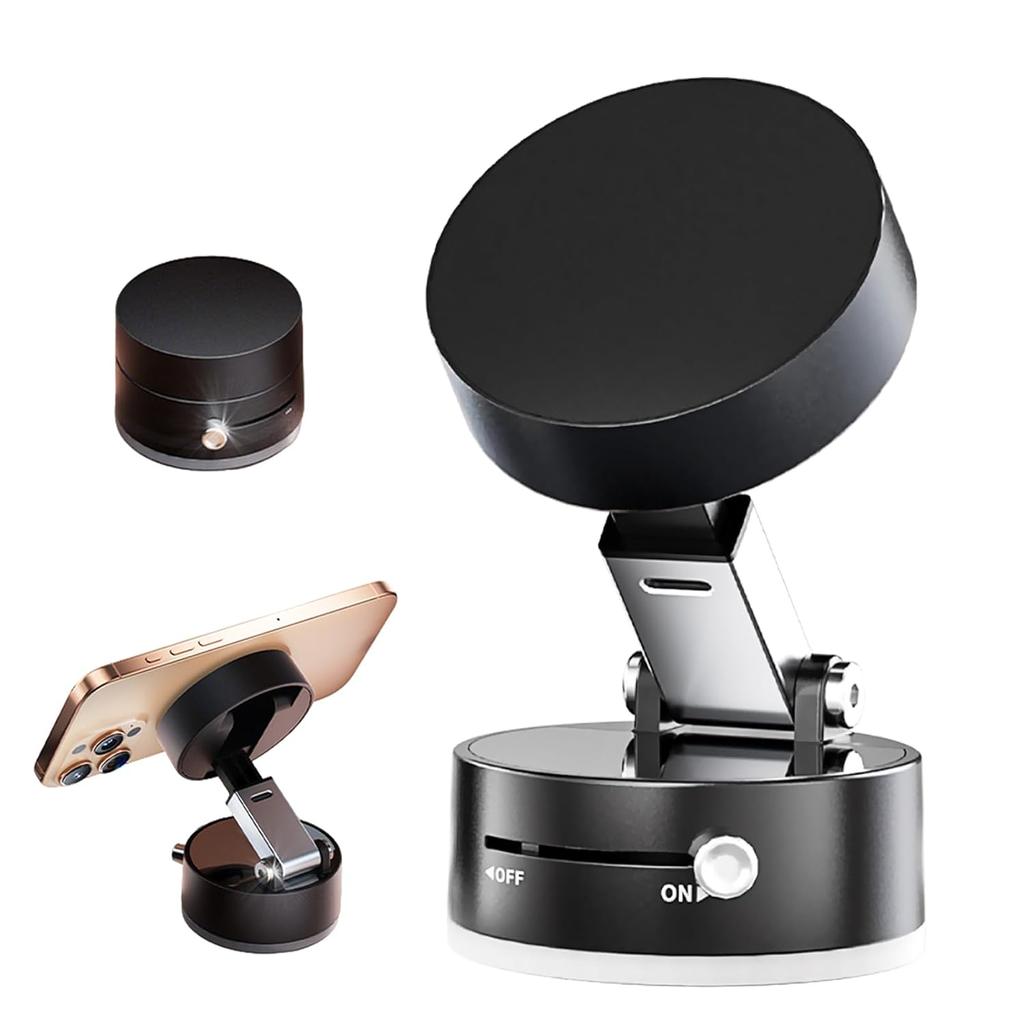 Universal Magnetic Phone Mount with Vacuum Suction - Adjustable Desktop & Car Holder for iPhone/Android