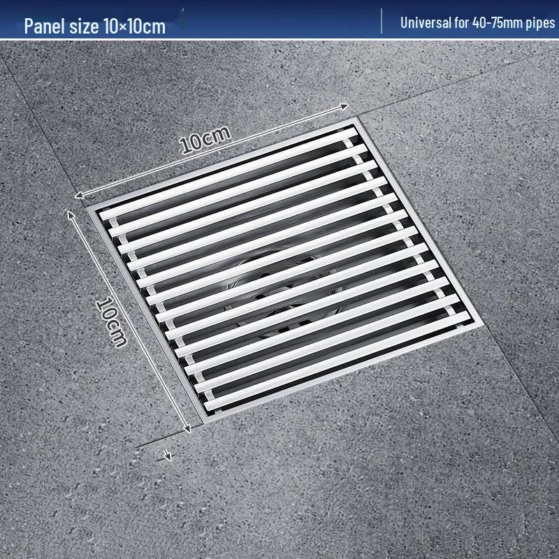 MDNG Outdoor Floor Drain with Brushed Bamboo Grate, 10x10cm (2-Pack)
