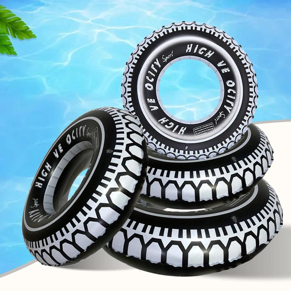 2Pcs Tire Pattern Pool Floating Rings Leakproof Inflatable Swim Ring Blow Up Swim Tube Swimming Rings Floaties for Kids Adults