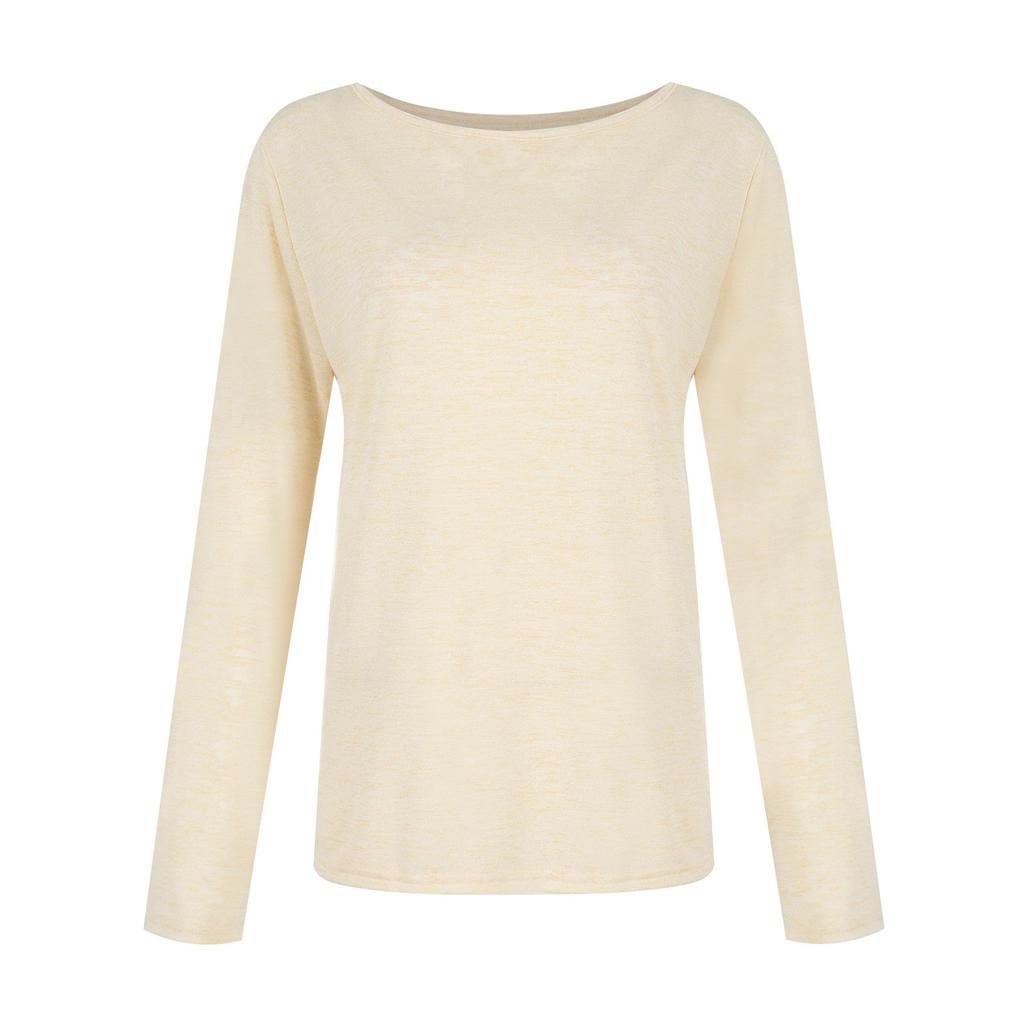 Women's Fashion Solid Color Knitted T-Shirt Tops Bottoming Shirt