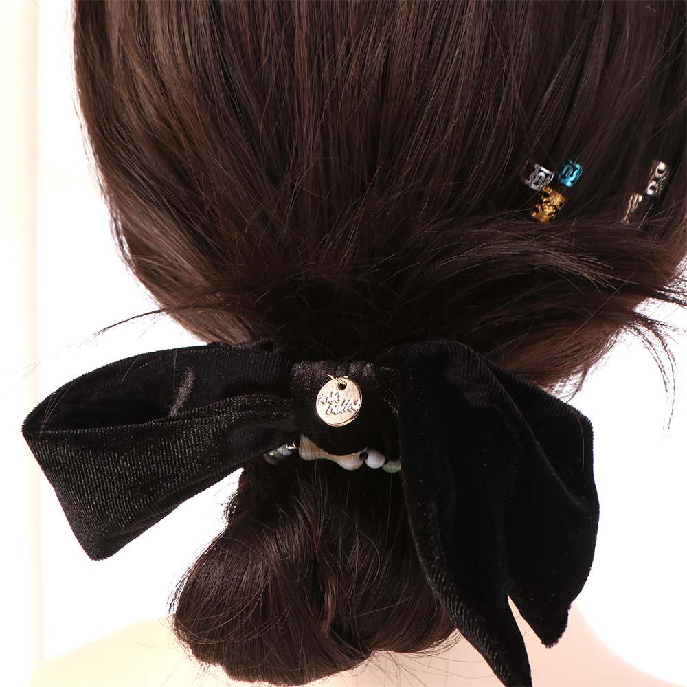 Solid Color Velvet Bow Scrunchies Sweet Large Hair Ropes Women Hair Scrunchies  Hair Rubber Bands