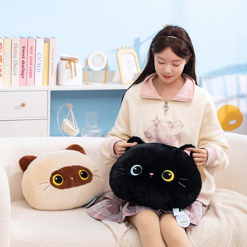 Siamesische Katze Plüschkissen mit ultraweichem Kurzflor für Kinder und Jugendliche Geschenk