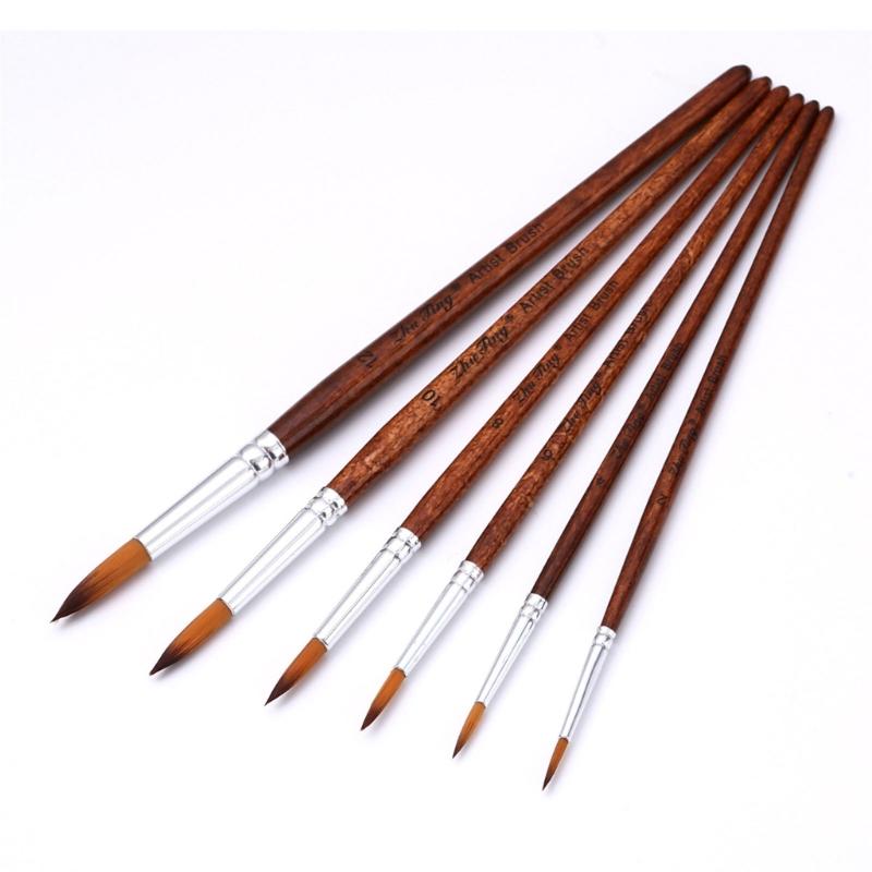 6 Stück Professioneller Pinsel Nylonborsten Pinsel für Künstler Anfänger Öl Acryl Aquarell Felsen Leinwandmalerei