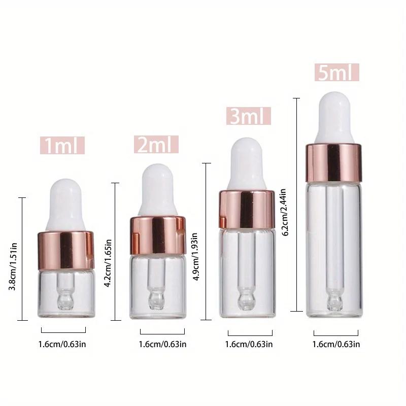 5 pezzi 1ml 2ml 3ml 5ml Flaconcini Contagocce in Vetro Trasparente Mini Piccoli con Contagocce a Occhio in Vetro per Oli Essenziali Campioni Viaggio