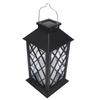 Yard Lantern Black Vintage Metal Hanging Solar Lantern with PVC Lampshade for Outdoor Garden Decoration