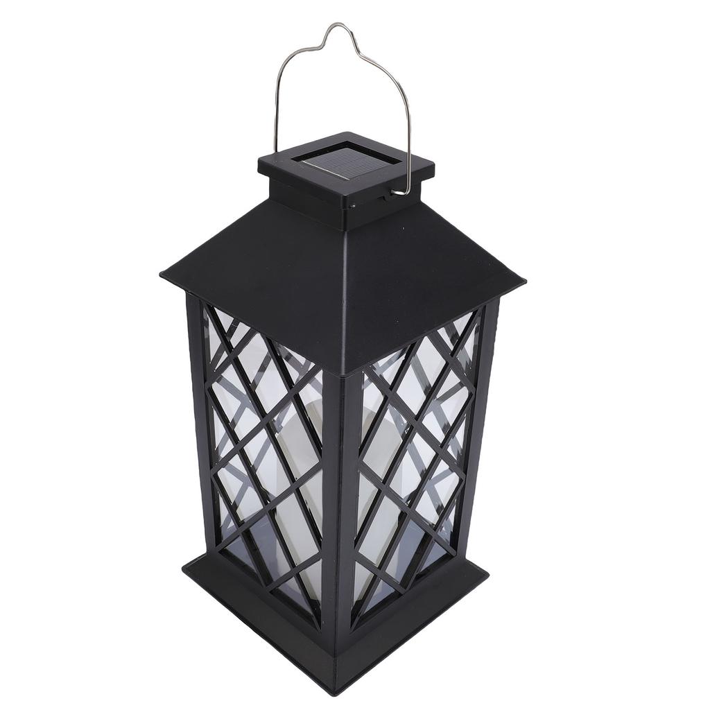 Yard Lantern Black Vintage Metal Hanging Solar Lantern with PVC Lampshade for Outdoor Garden Decoration