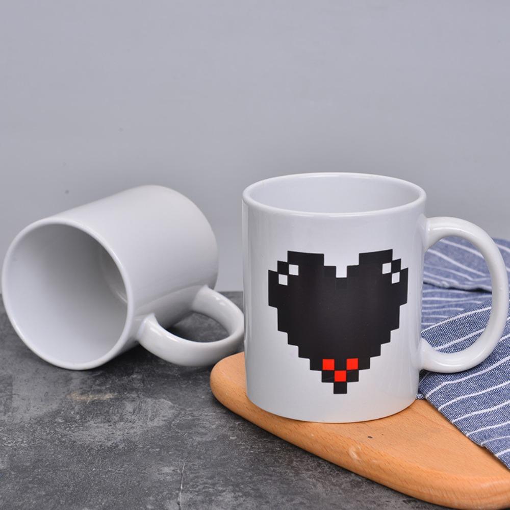 Minimalist Style Color-changing Heart Ceramic Cup Heat-resistant Tea Mug  Couple