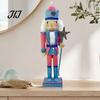 Indoor Christmas Decor Wooden Nutcracker Figurine, Hand Painted Soldier Ornament, Bright Large Figurine Color Statue for Holiday Home Desktop