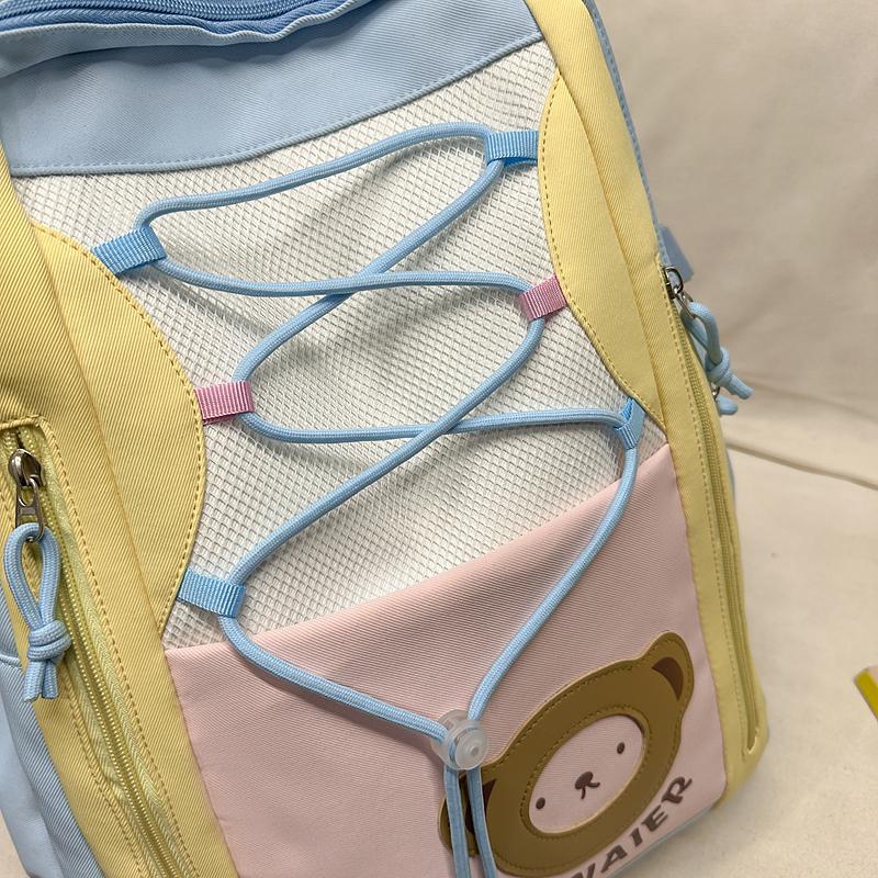 Contrast Color Backpack Junior High School Student Schoolbag Lightweight Large Capacity Backpack