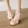 Large Size - Short Boots Coarse Heel White Martin Boots Sweet Beautiful Women Boots Winter High Heel Lolita