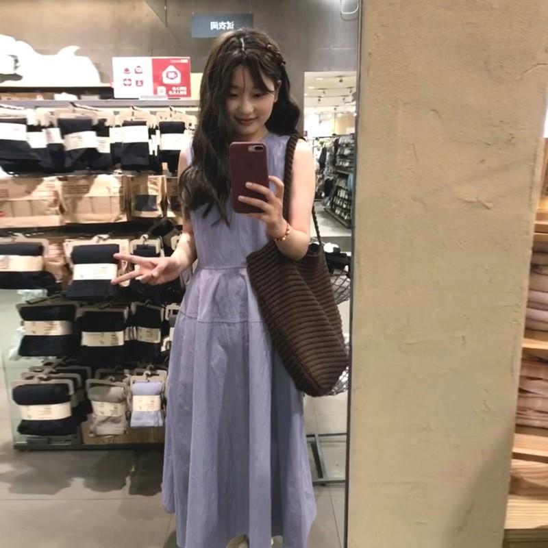 Purple Sleeveless Vest Dress Women's New Models Are Popular Today, and Small People Wear Long Dresses In Early Summer