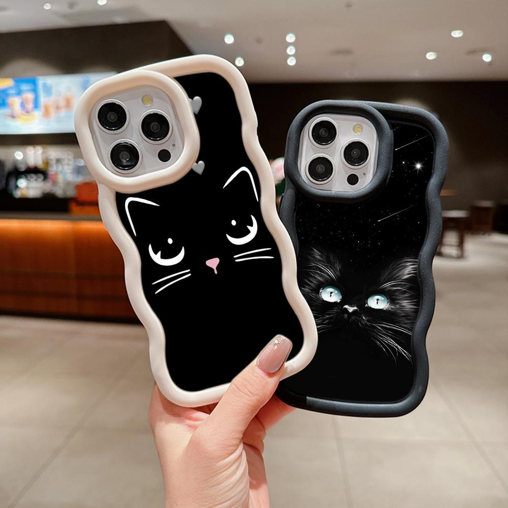 Macaron Soft TPU pouzdro na telefon pro iPhone 11 12 13 14 15 Pro Max SE X Xs Max XR 6 7 8 Tecno Camon 19 20 Pro Realme C35 Ae73 Dark Eyes cat design art