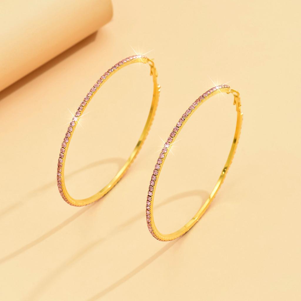 Women All Match Crystal Huge Ear Hoop Earrings