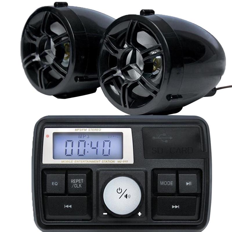 12V For Motorcycle Motorbike Audio Fm Radio Mp3 Atv Stereo Speakers Sound System
