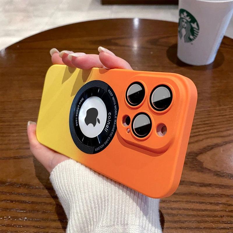 

Роскошный градиентный цветной ПК Magsafe Чехол для iPhone 11 12 13 14 Pro Max 14 Plus 14Pro Магнитный логотип Отверстие объектив Протектор Тонкий чехол