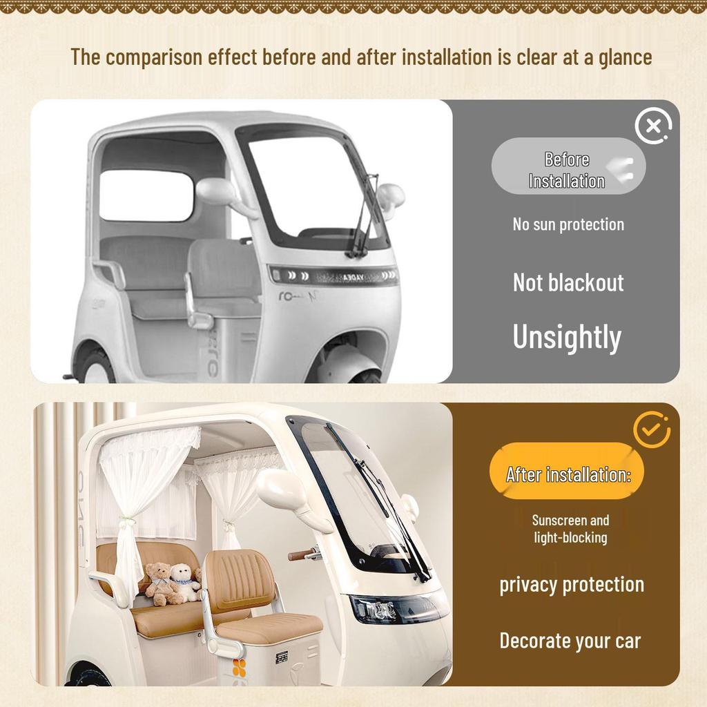 Aimeida Golden Crown PL8 Electric Tricycle Sunshade Curtains: Decorative Sun Protection & Mod Accessories