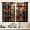 Set Of 2 Multi Textured Block Patchwork Printed Curtains Pole Bag Home Decoration Room Made Polyester