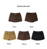 Unisex Spring Khaki Corduroy High-Waist Wide-Leg Shorts - Slimming Coffee Color, Single Button Closure