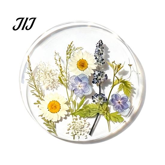 Mother's Day Gift Ideas Floral Print Acrylic Coaster, Non-Slip Surface Heat Resistant Protection Cup Pad, Stylish Drink Coasters Transparent Round Mat