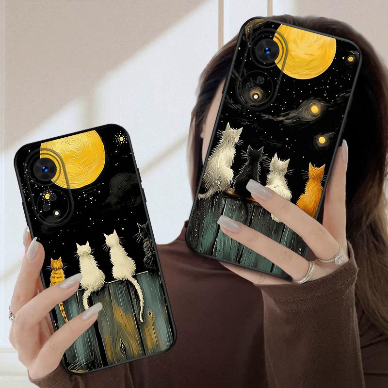 Background Cat For Oppo A98 54s 17 A96 40 60 80 58 79 74 Reno 10 4Z 5G 5 Lite Find X 2 3 8 Pro 13 12 silicone soft phone case