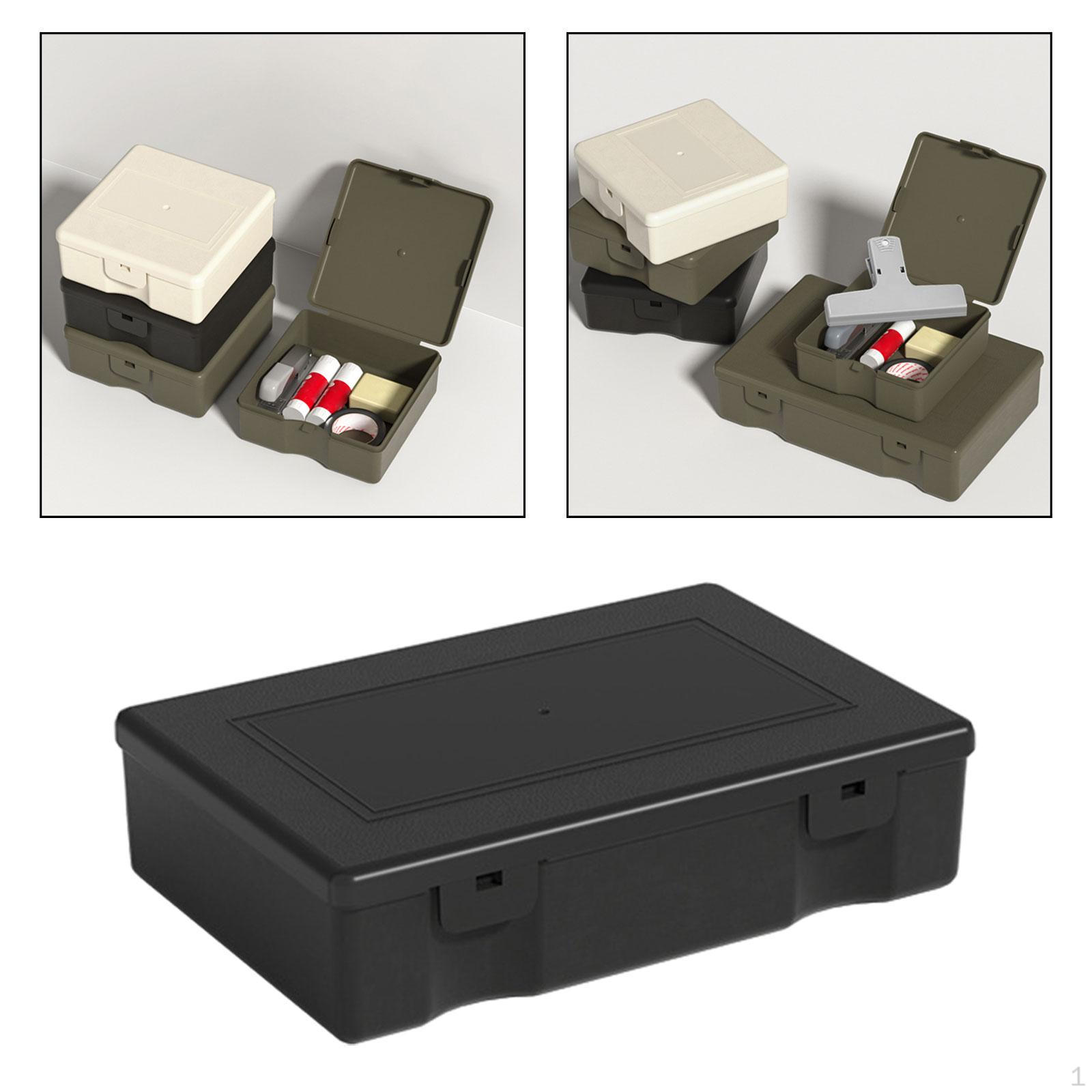 

Desktop Storage Box Outdoor Travel Camping Organizer with Lid Small Tool Black Large