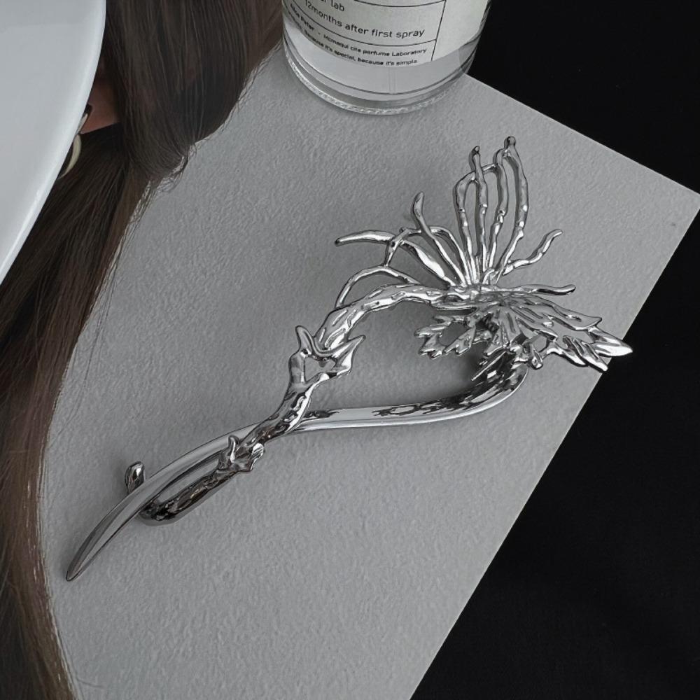Back of Head Plate Butterfly Alloy Hairpin Large Size Hair Clip Elegant Banana Clip  for Women
