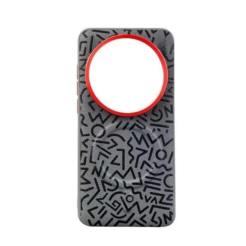 Magnetische Zuigtelefoonhoesje voor Honor Magic 8 Pro Geometrische Graffiti Geschilderde Lederen Cover voor Honor Magic 7 Pro 7RSR Harde Schaal