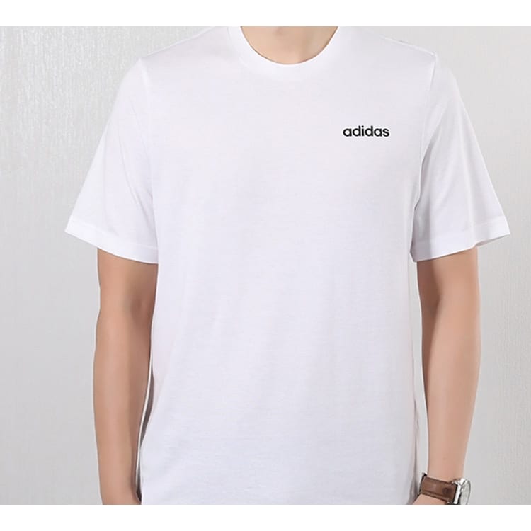 Adidas T Shirts Men's White Crew Neck Moderate Straight Fit DQ3089
