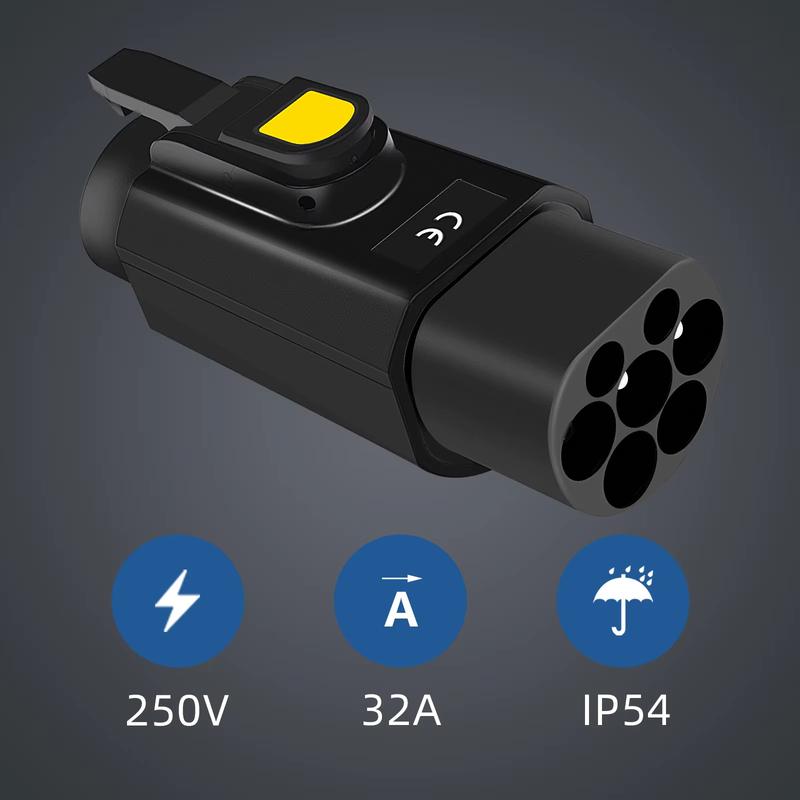 Type 2 to Type 1 EV Charger Adapter 32A Convert IEC 62196 Charger to J1772 Socket for Single-Phase Electric Cars