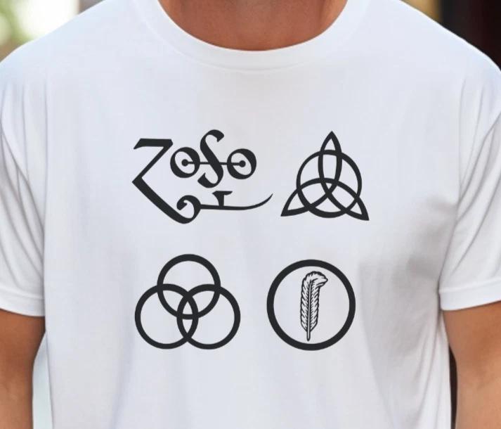 

Led Zeppelin Symbols T-Shirt Rock Band Premium Vintage Black Comfort Colors Tee XL